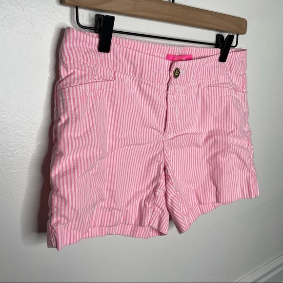 Lilly Pulitzer Kelly Pink Seersucker Stripe Shorts Womens 2 - Picture 2 of 10